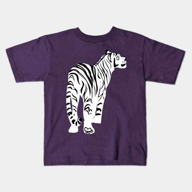 White tiger in peri background Kids T-Shirt by belettelepink